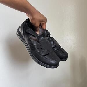 Vintage Drew black Leather Fisherman Gorpcore Comfort shoes‎ size 8W